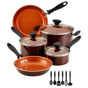 Farberware Reliance Pro 14pc Aluminum Copper Nonstick Cookware Set with Prestige